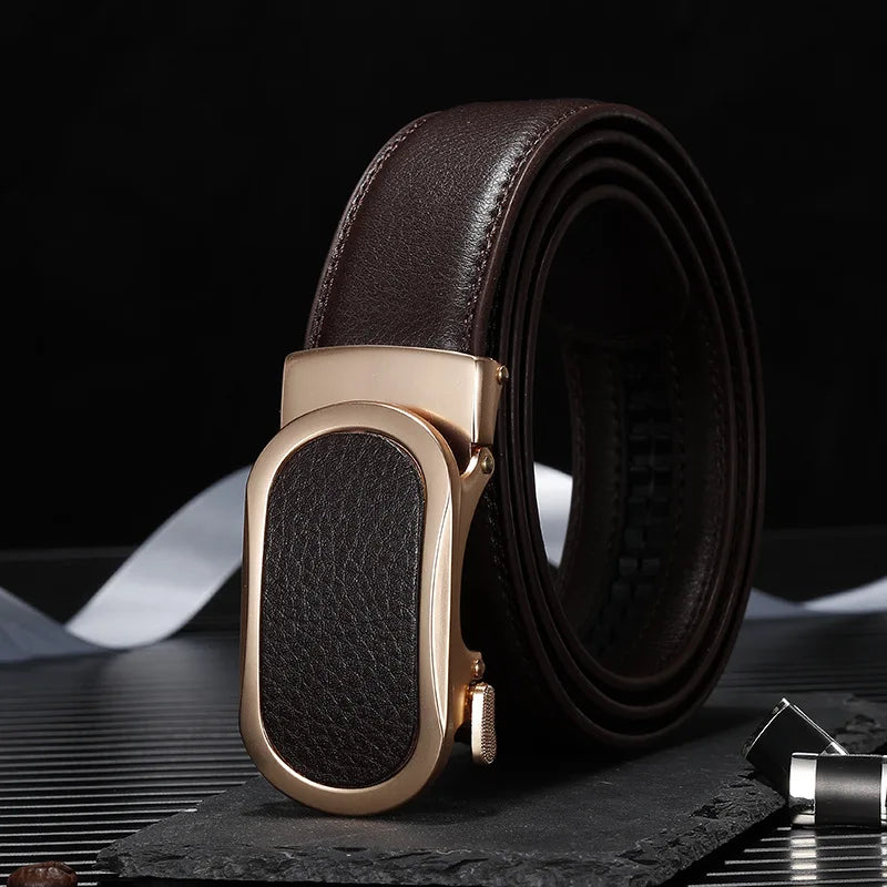 3.5CM multicolor Men Belts Automatic Buckle Belt Genune Leather High Quality Belts For Men Leather Strap Casual Buises for Jeans