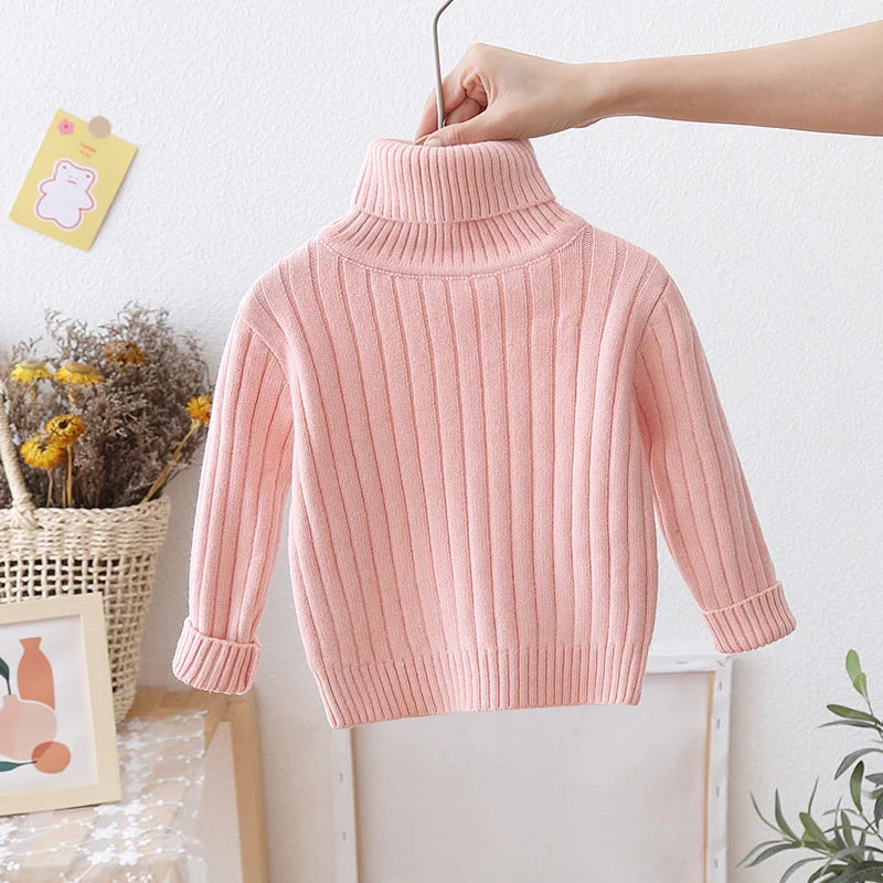 1-5Years Winter Kids Clothes For Girls Knit Sweater Turtleneck Children's Pullover Sweaters Casual Baby Girls Clothing 2023 New