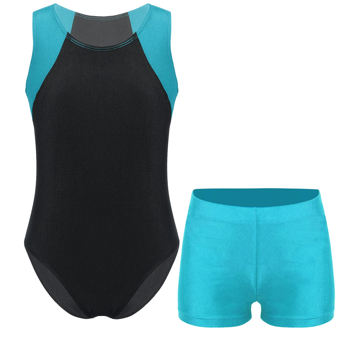 Kids Boys Sports Gymnastics Workout Sets Sleeveless Leotard Bodysuit Jumpsuit with Shorts Yoga Fitness Competition Dancewear