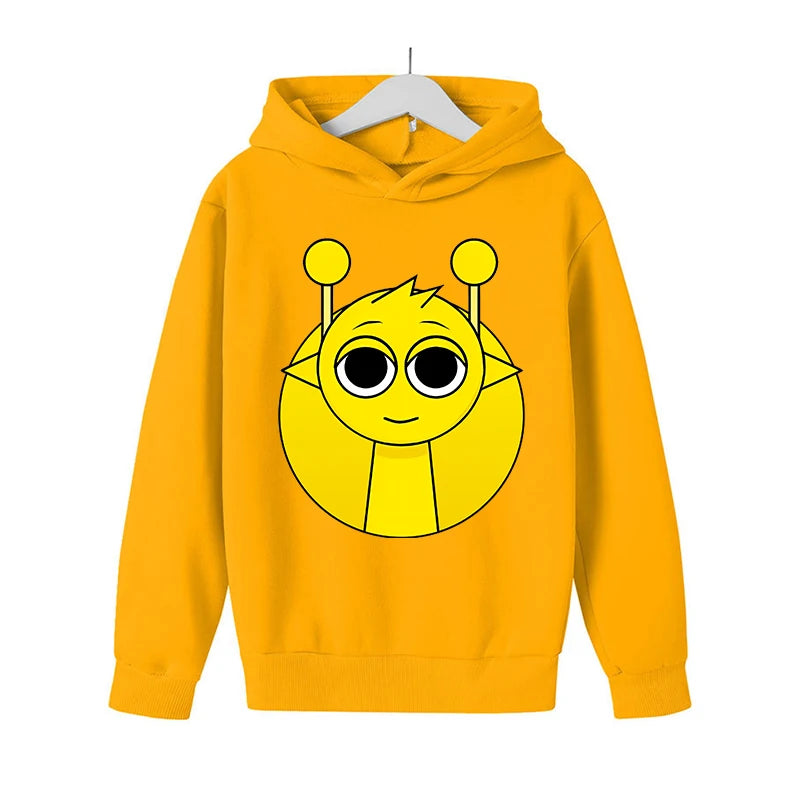 Sprunki Thick Hoodie for Children Anime Cartoon Fashion Sweatshirt Boys Girls Autumn Winter Hip Hop Hooded Hoodies Kids Clothes