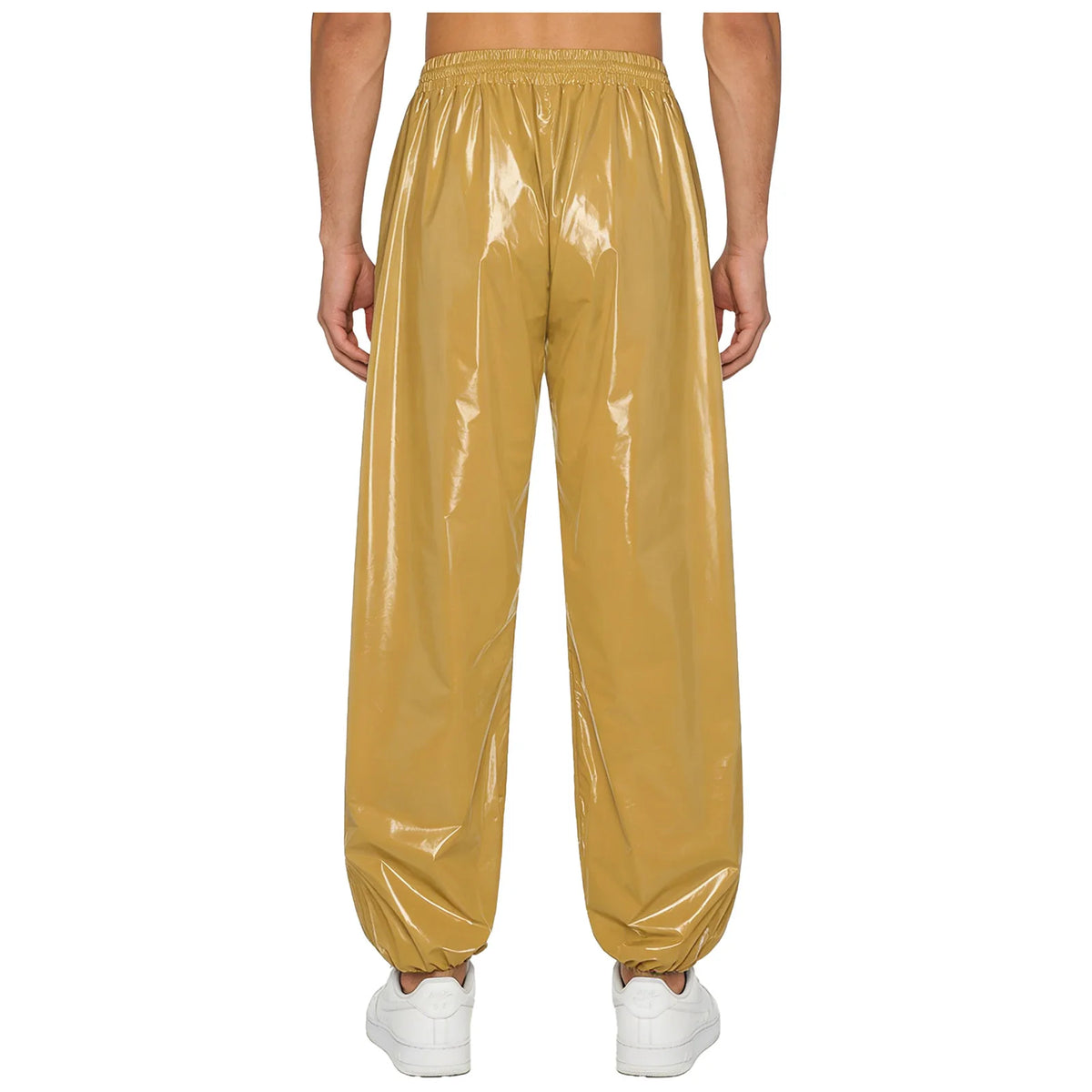 Mens Shiny Waterproof Jogging Pants Y2K Drawstring Waistband Side Pockets Trousers Track Baggy Glossy Pants Hip Hop Trousers