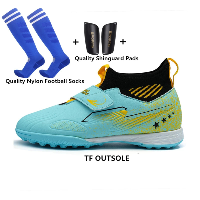 29-39 Boys Football Shoes Velcro Design Kids Girls Soccer Shoes Quality Child Sport Shoes
