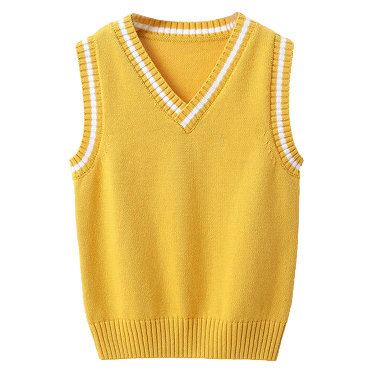 Kids Boys Girls Preppy Style Sweater Vest Fashion V Neck Knitted School Uniform Waistcoat Tops Children Spring Autumn Outerwear