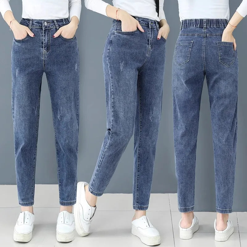 Summer New Sle Thin Large Size Women's Jeans Loose Covering Meat Harlan Pants Trendy Pear ape Body Fat Sister MM