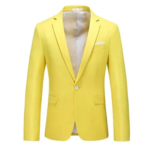 Green Men's Suit Jacket, Single Button V-neck Dress Coat, Fashion Men Slim Blazer, Suitable for All Seasons Terno Masculino