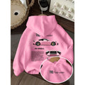 Kids Hoodie Pink Sports Car Print Long Sleeve Pullover Sweatshirt Boys Girls Casual Streetwear Children Hooded Tops