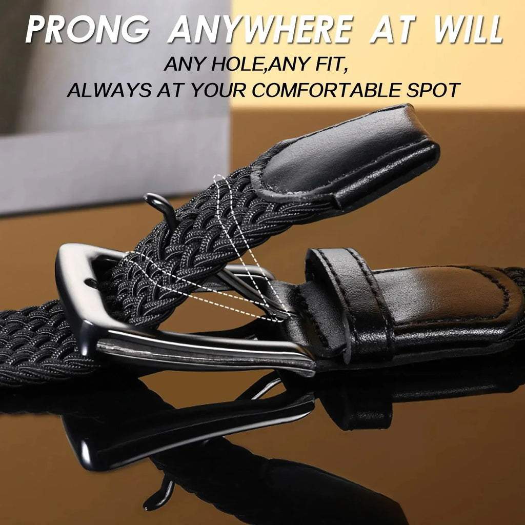 Men's Stretch Belts Elastic Braided 1 Pack, Woven Belt Men for Golf Casual Pants Shirts Jeans Comfortable