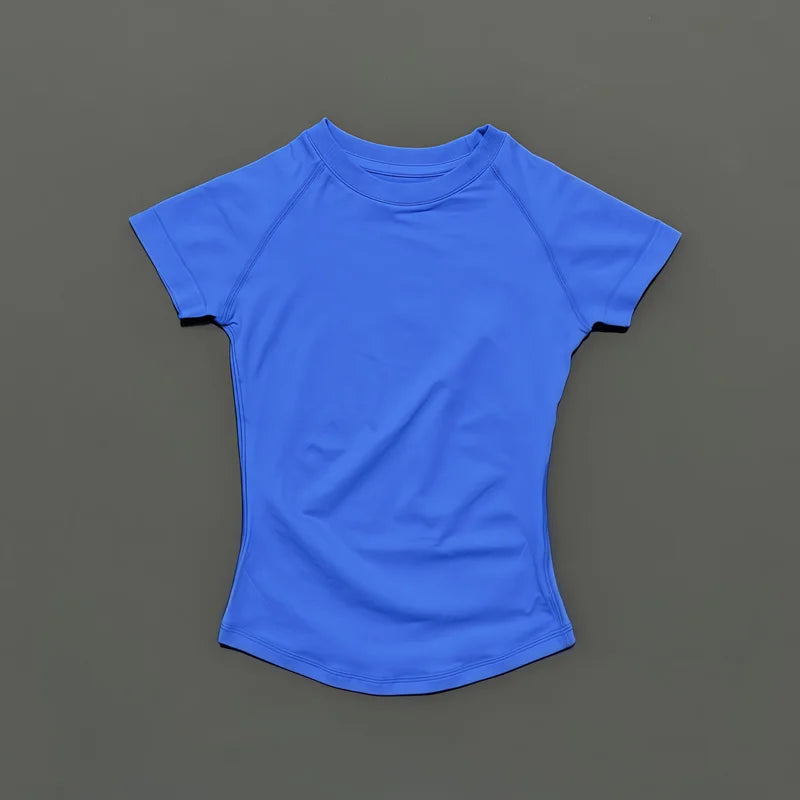Women Sports T-Shirt Round Neck Short Sleeve Breathable Stretchy Tops Gym Fitness Yoga Running Workout Casual Athletic Shirts