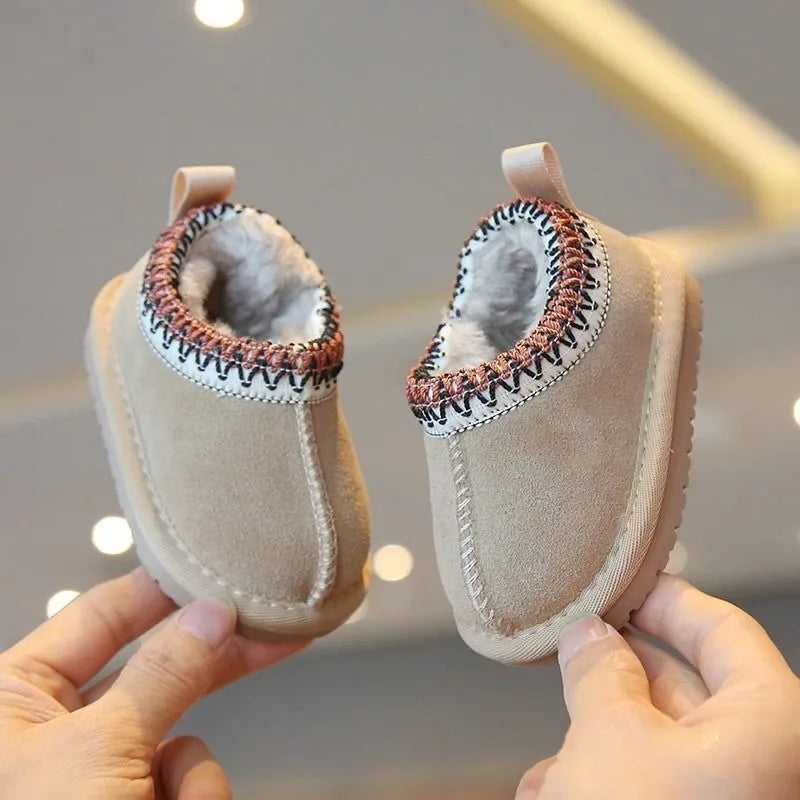 Children's Winter Snow Boots Warm Cotton Shoes for Toddler Little Kids Boys Girls Fleece Lined Thickened Ethnic Trendy Footwear