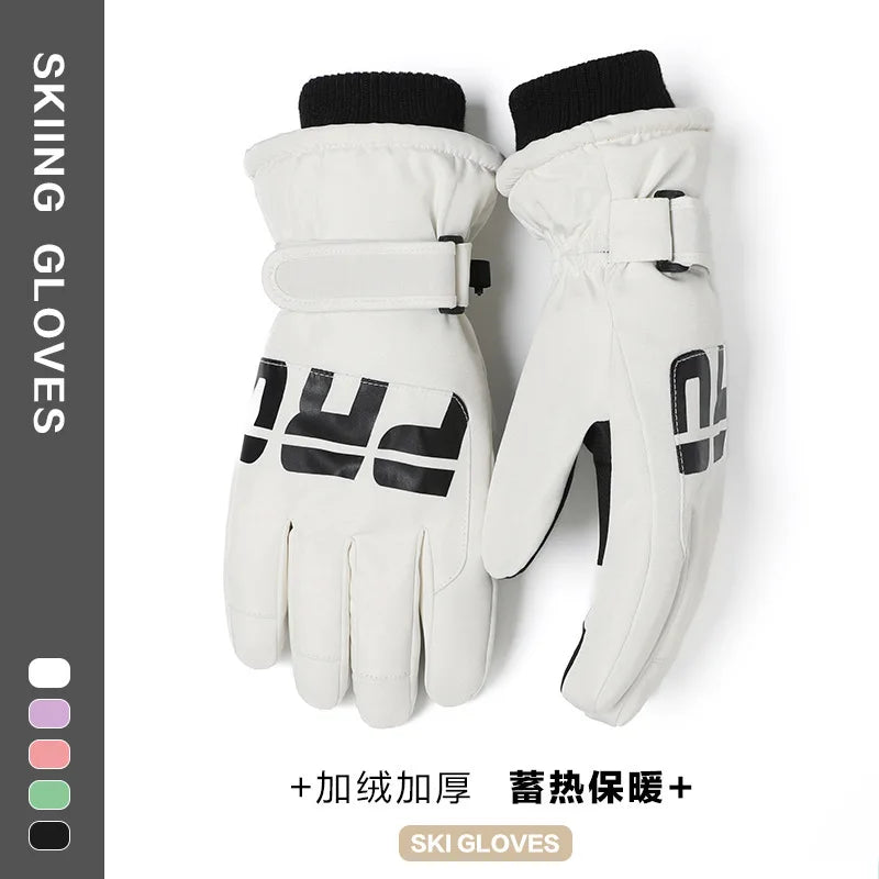 1 Pair Skiing Gloves For Men And Women Thickened Windproof Warm Gloves Outdoor Touchscreen Sports Gloves Soft Plush Mittens 2025