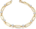 Gold Bracelets for Women Dainty 14K Gold Plated  Cubic Zirconia Paperclip Chain Bracelet Trendy Jewelry