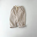 Linen Cotton Stripe Pants for Boys Girls Summer Autumn Casual Loose Kids Children's Trousers