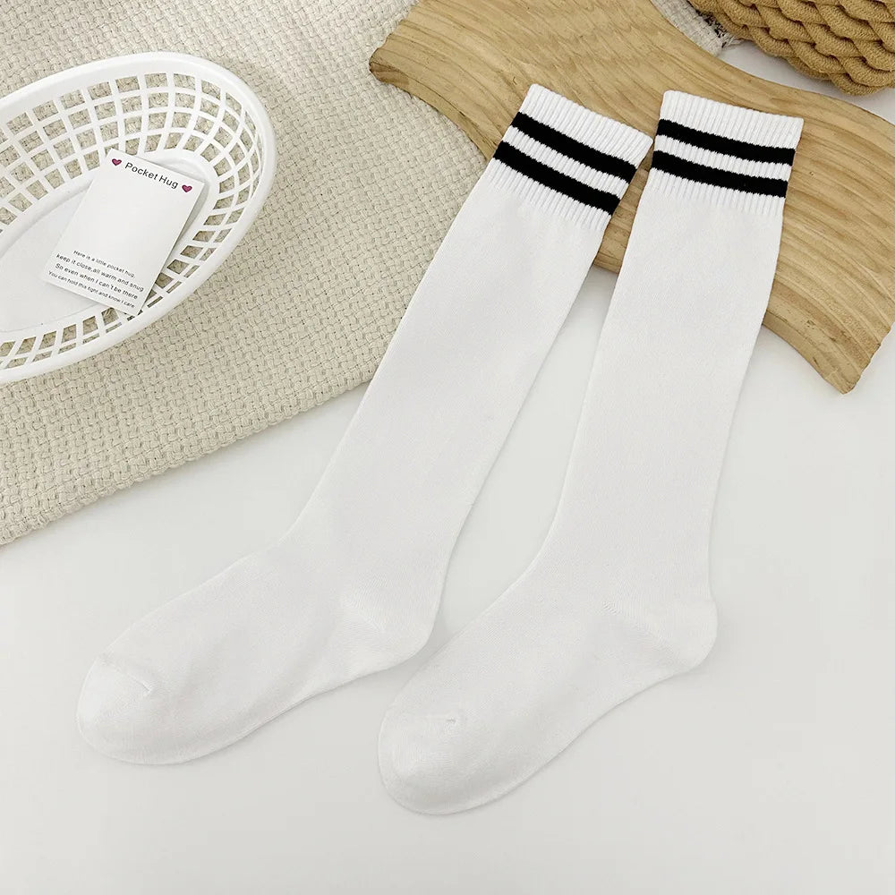 Kids Knee High Socks Cotton Long Student School Socks Girls Boys Football Striped 2 Retro Old School Sport Socks Soccer Hockey