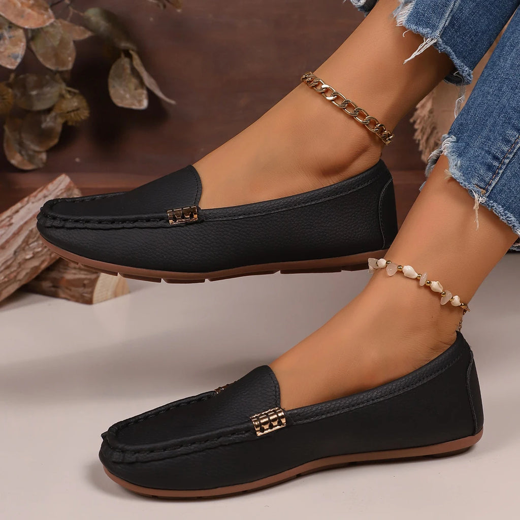 Women's Loafers Lightweight Comfort Walking Flat Shoes Soft Sole Ballet Flats Slip on Loafers Leather Casual Shoes Zapatos Mujer