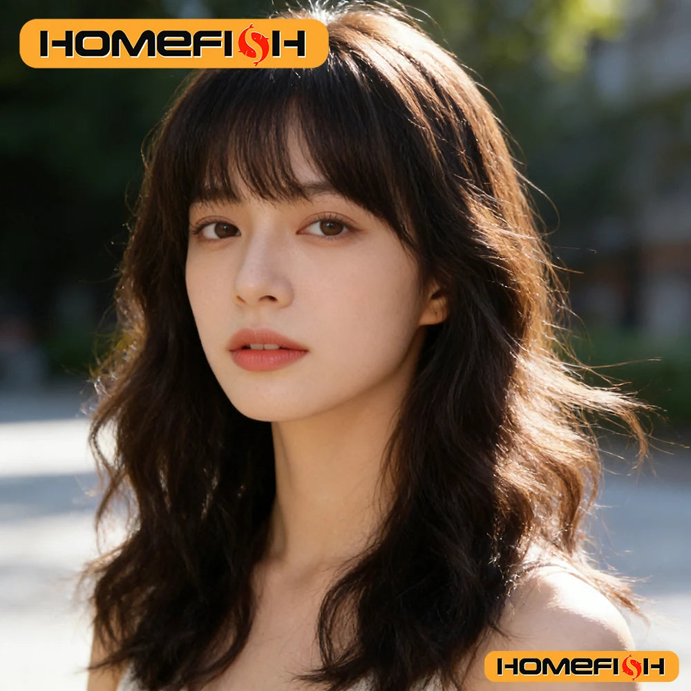 Synthetic Curls with Bangs – Versatile Daily Hairstyle for Women, Easy Wear Wig