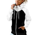 Drawstring Women Hoodie Zipper Hooded Fleece Contrast Color Cardigan Casual Lady Hoodie Casual Autumn Hoodie Lady Sweatshiet