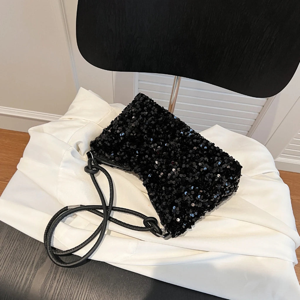 Black Spice Glitter Underarm Bag Casual Chic Design Crossbody Shoulder Bag One Outfit