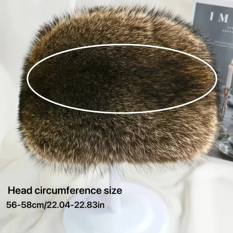 A Winter Hat for Women Made of Comfortable Faux Fur with Raccoon Tail - Thick and Warm Polyester Fiber, Perfect for Daily Wear and Outdoor Activities. Autumn and Winter Warm Hat