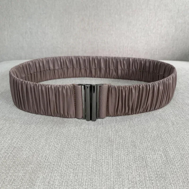 Colorful Women Elastic Band Wide Belts Simple Down Coat Waist Belt Female Buckle Black Strap Dress Decoration Accessories
