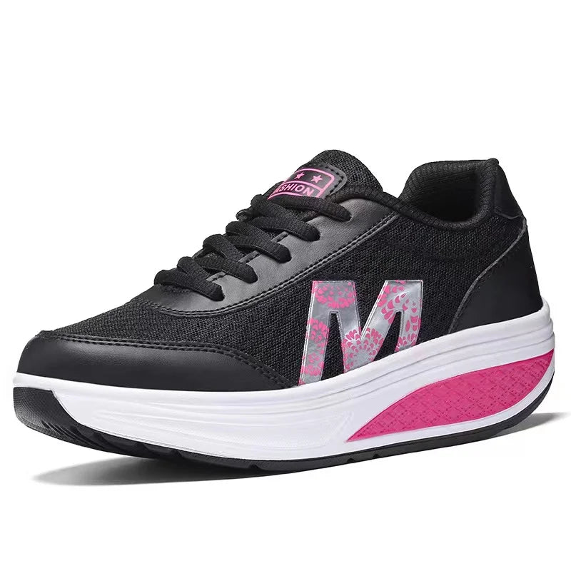 Women‘s Shoes 2024 New Fashion Breathable Mesh Wedges Platform Lace Up Sneakers Casual Shoes Zapatos Mujer