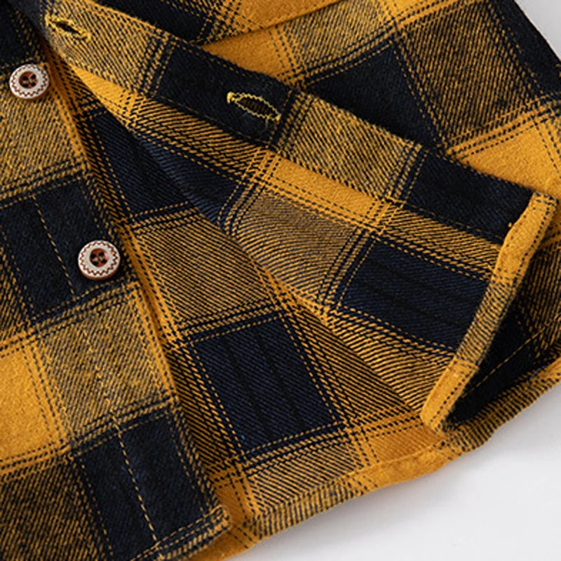New Children's Clothes 2025 Kids Shirts With Collar Boys' Cotton Long Sleeved Baby Clothing Casual Top Plaid Blouse for Boy 2-7Y