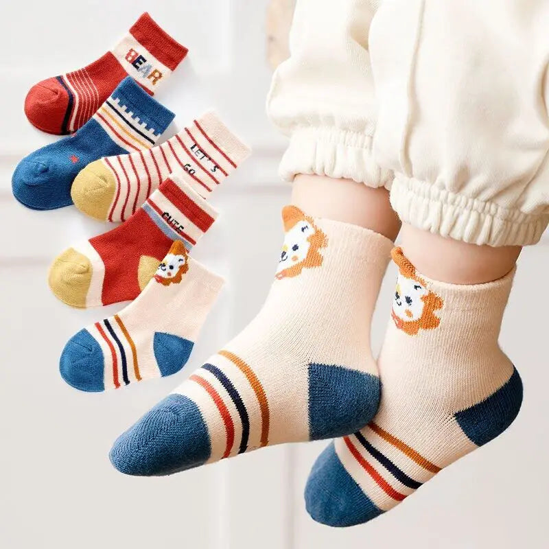 5 Pairs Baby Children's Socks Cartoon Spring Autumn Animal Kids Sock Girls Cute Boy Toddler Socks 1-12 Years