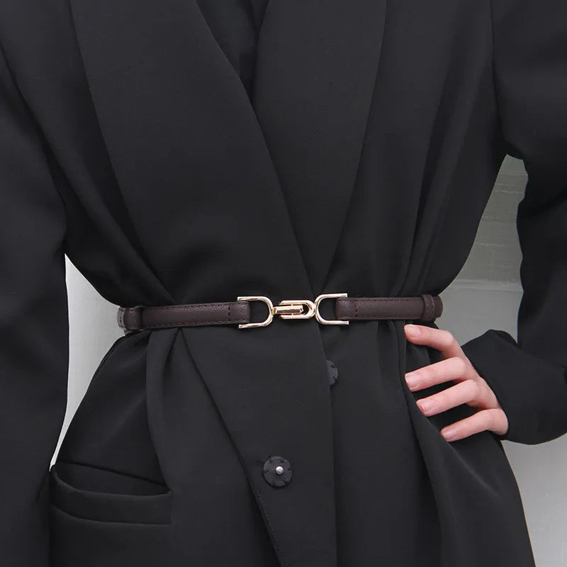 Women's Buckle Adjustable Simple and Fashionable Versatile Belts Dress Accessories Korean Style Adjustable Waist Cinching Belts