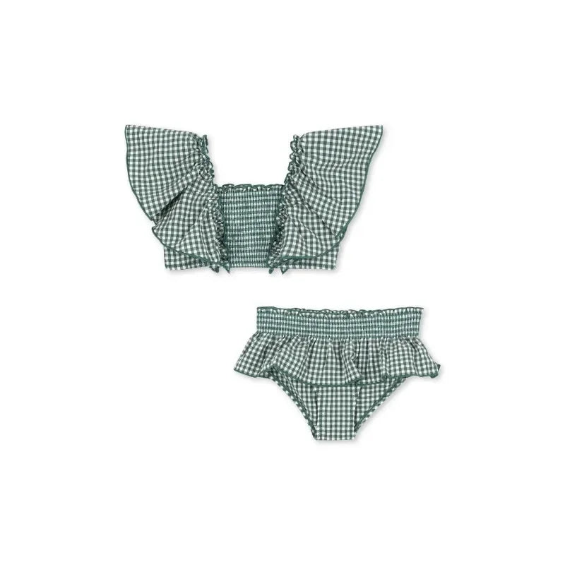 Kids Swimwear for Girls Bikinis Bebe Swimming Baby Girl Swimwears Cherry Grid Two Pieces Sunscreen Swimsuit   Children Swimsuits