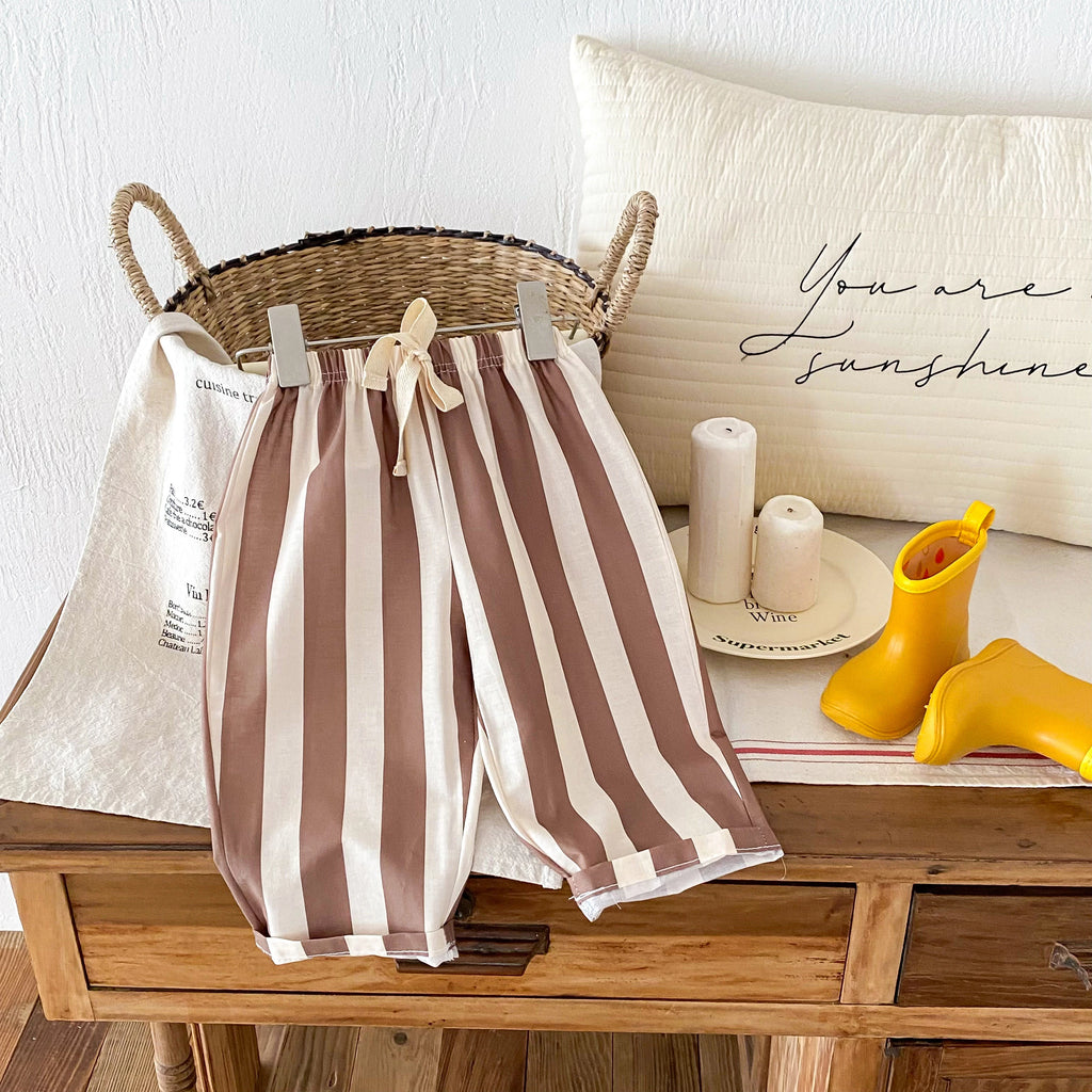Striped Pants For Child New Style Summer Pants 1-6years Old Kids Simple Versatile Trousers Outer Wear Trendy Mosquito Pants