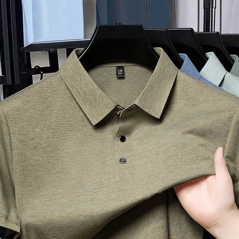 2026 New Men's Basic Polo Shirt Comfortable Breathable Fabric Short Sleeve Top For Office And Outdoor Activities
