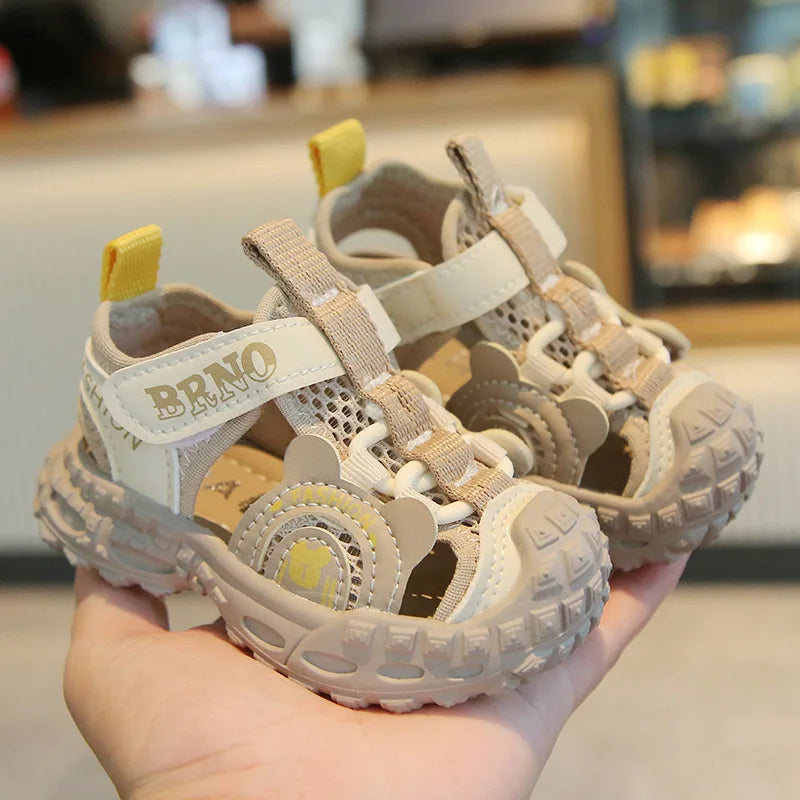 Children's Sports Sandals 1-4 Years Old Blue Hollow Breathable Boys Girls Casual Shoes Light Purple Soft Non-slip Kids Sneakers