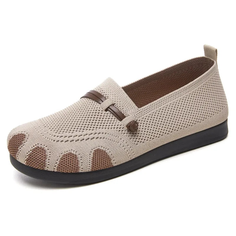 Women Knit Mesh Loafers Slip‑on Flat Shoes Breathable Lightweight Non‑slip Daily Casual Walking Footwear