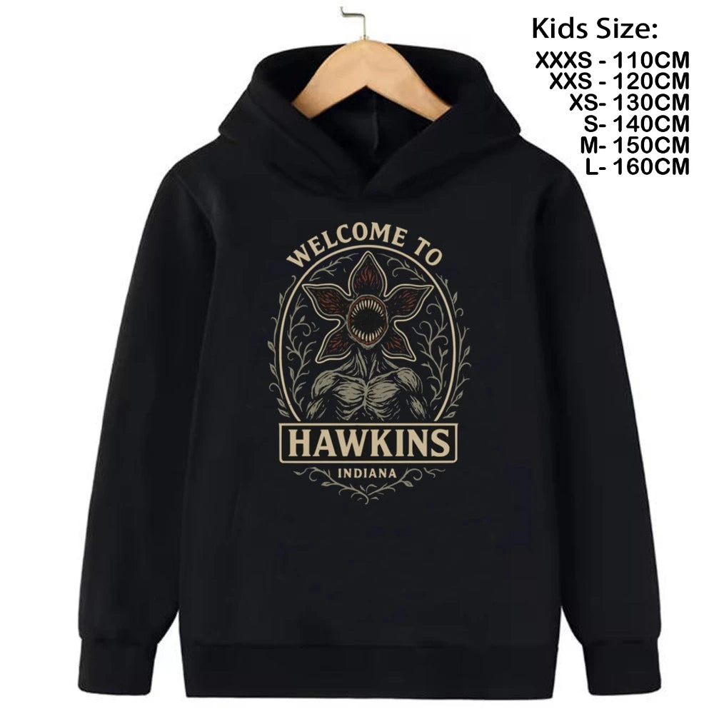 Cartoon Girls Boy Hawkins Demogorgon Hooded Sweatshirt  Children's Fashion Casual Tops WILL Girls Clothing Hoodies