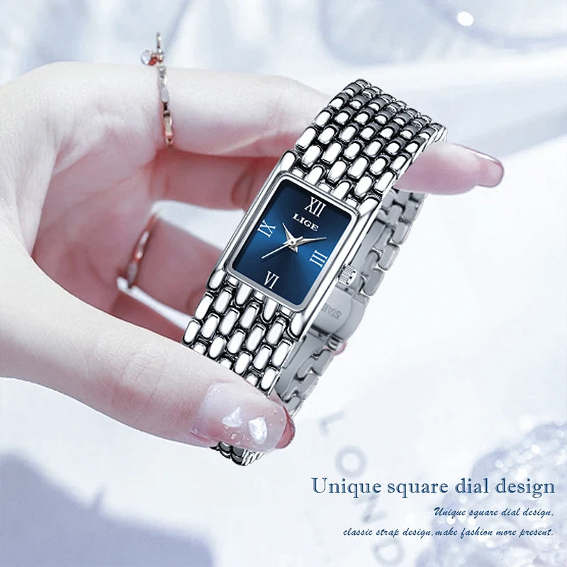 2025 LIGE TOP women's watch quartz stainless steel strap women watches luxury casual waterproof  Watch for Women montre femme