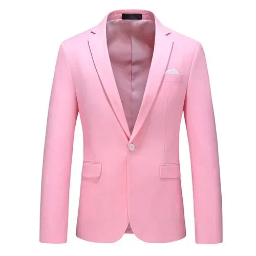 Green Men's Suit Jacket, Single Button V-neck Dress Coat, Fashion Men Slim Blazer, Suitable for All Seasons Terno Masculino