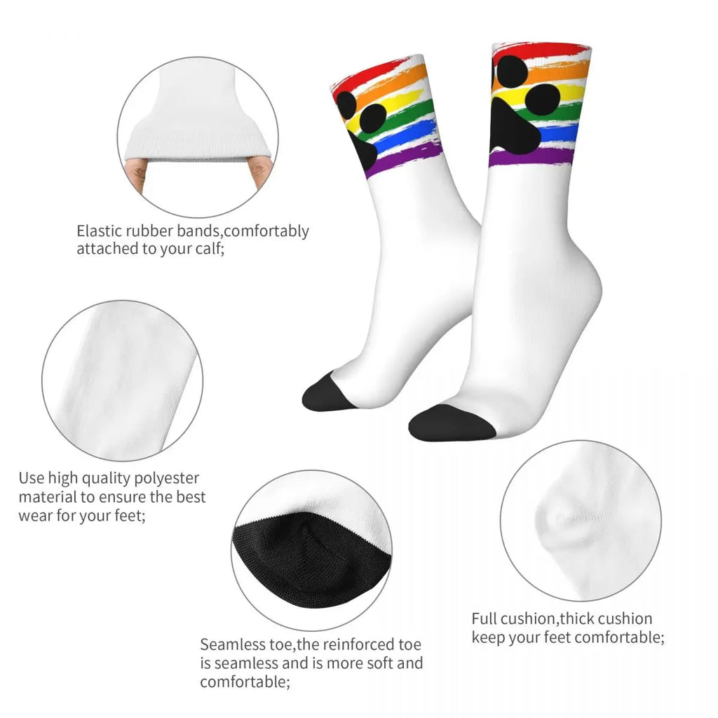 Men's Socks Pup Paw Dark Design Stockings Winter Gothic Warm Soft Socks Custom Climbing Non Slip Socks