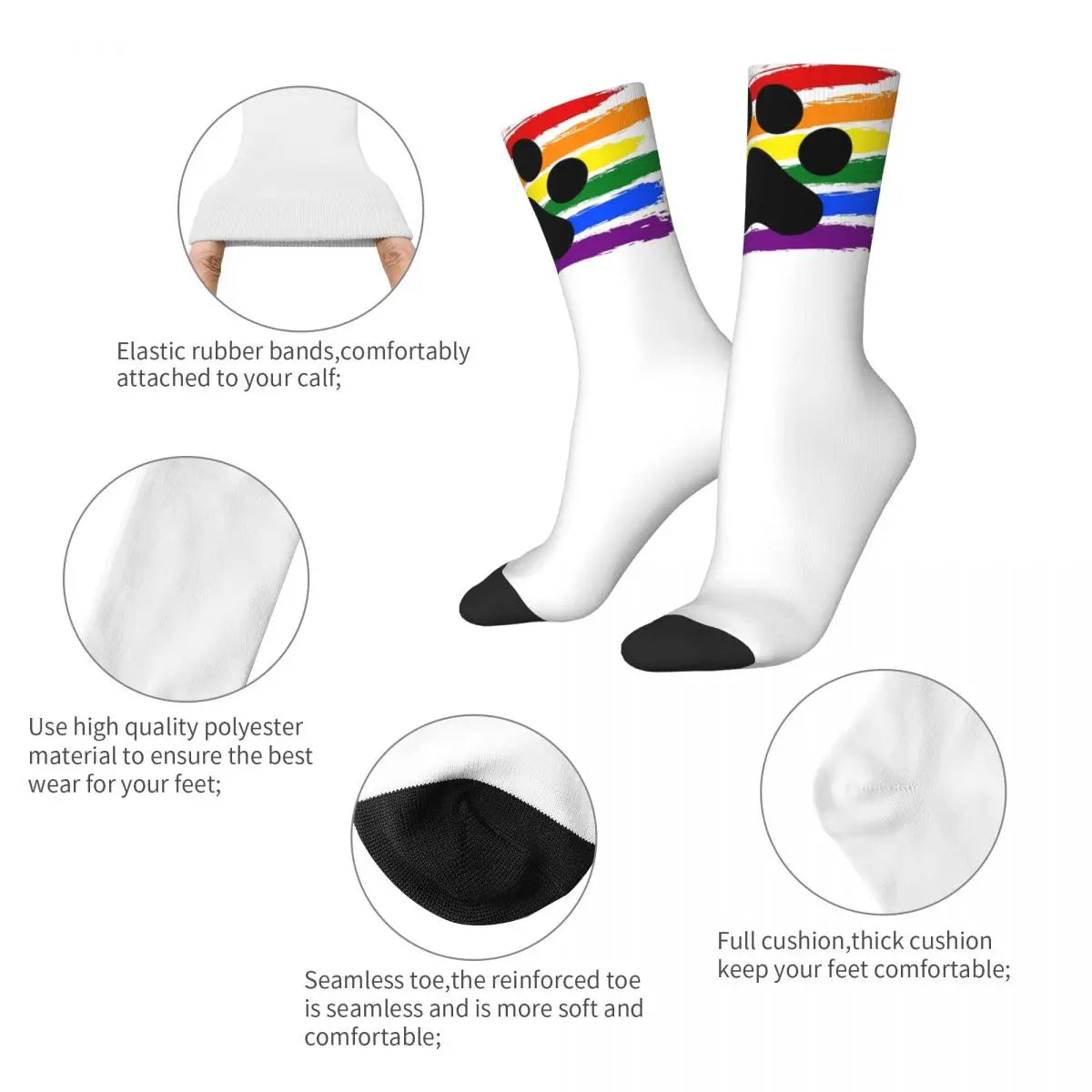 Men's Socks Pup Paw Dark Design Stockings Winter Gothic Warm Soft Socks Custom Climbing Non Slip Socks