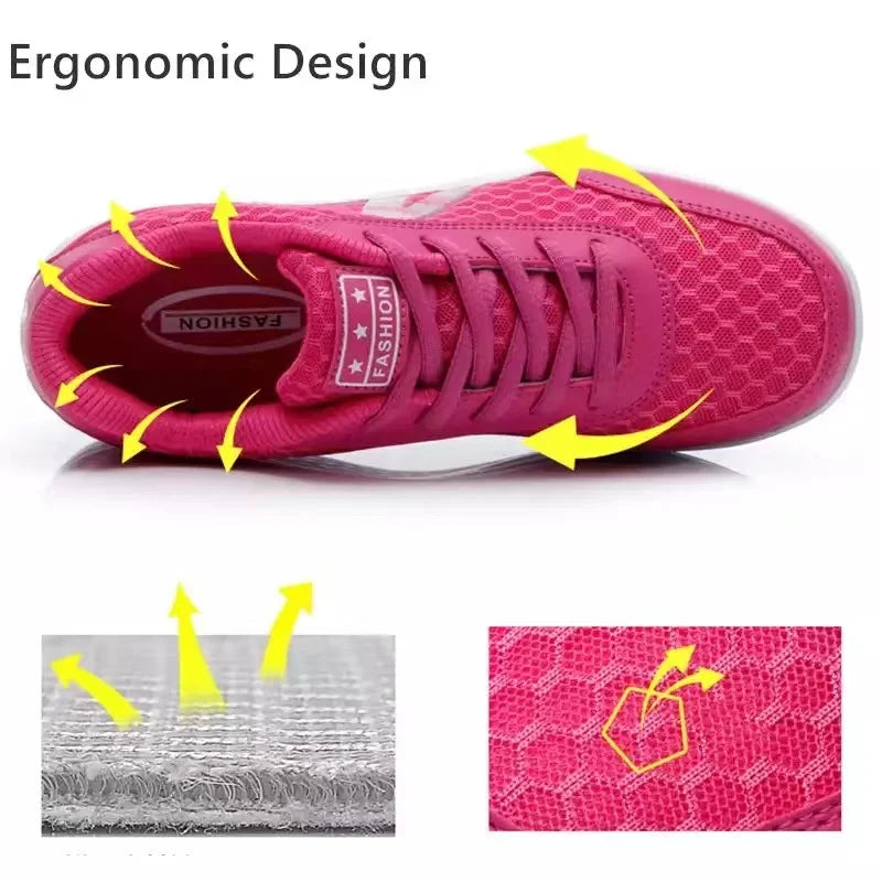 Women‘s Shoes 2024 New Fashion Breathable Mesh Wedges Platform Lace Up Sneakers Casual Shoes Zapatos Mujer