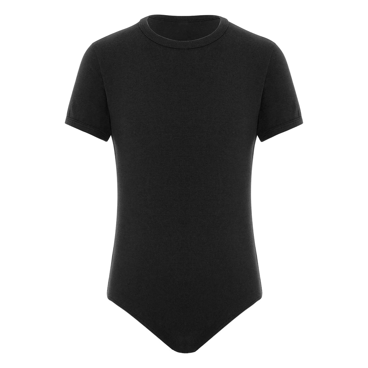 Kids Boys Ballet Gymnastic Dance Costume Jumpsuits Yoga Sports Dancewear Solid Color Short Sleeve Press Buttons Crotch Leotards