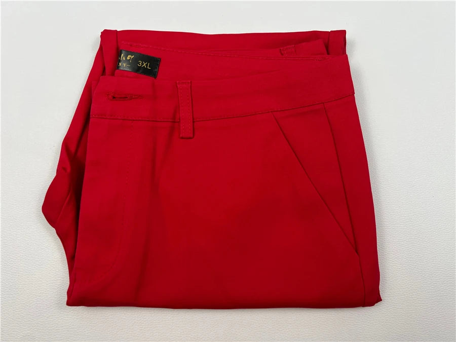 Women's Ol Pencil Ankle-length Pants Oversized 4xl Slim Candy Colors Pantalones Summer Mid Waist 90cm Trousers Suits Spodnie