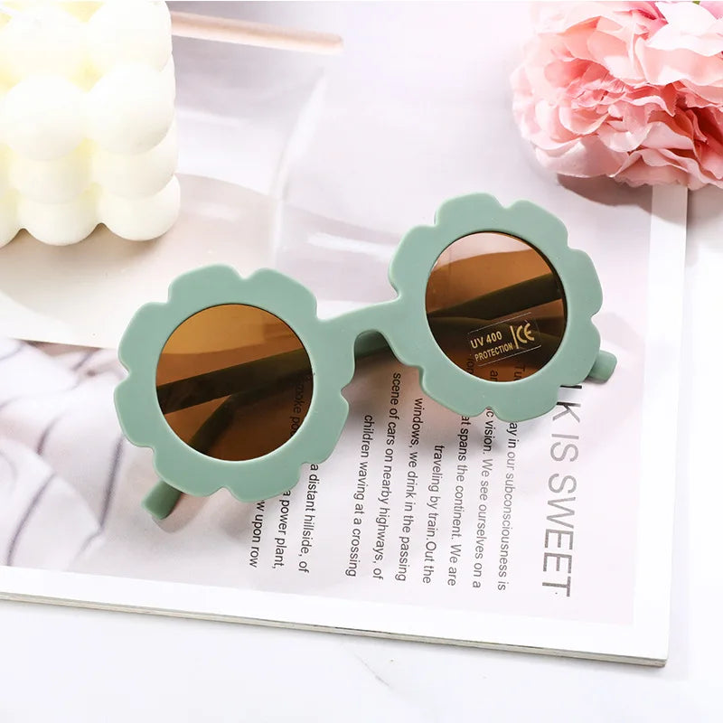 2-10 Years Children Sunglasses Sun Flower Round Cute Kids Sun Glasses for Boys Girls UV400 Protection Baby Lovely Candy Eyeglass