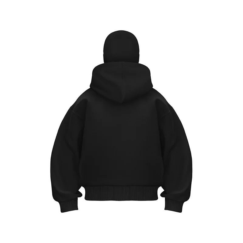 Balaclava Men Zip Hoodie Winter Warm Casual Sweatshirt Y2K with Hooded Face Mask Zipper Design Sports Jacket Outdoor Activities