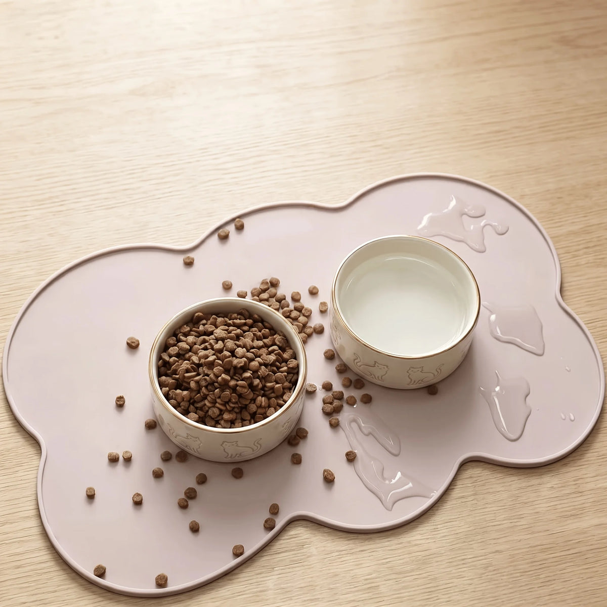 Silicone Pet Feeding Mat, Leak-Proof and Non-Slip Feeding Mat for Dogs and Cats, Oval Bowl Mat
