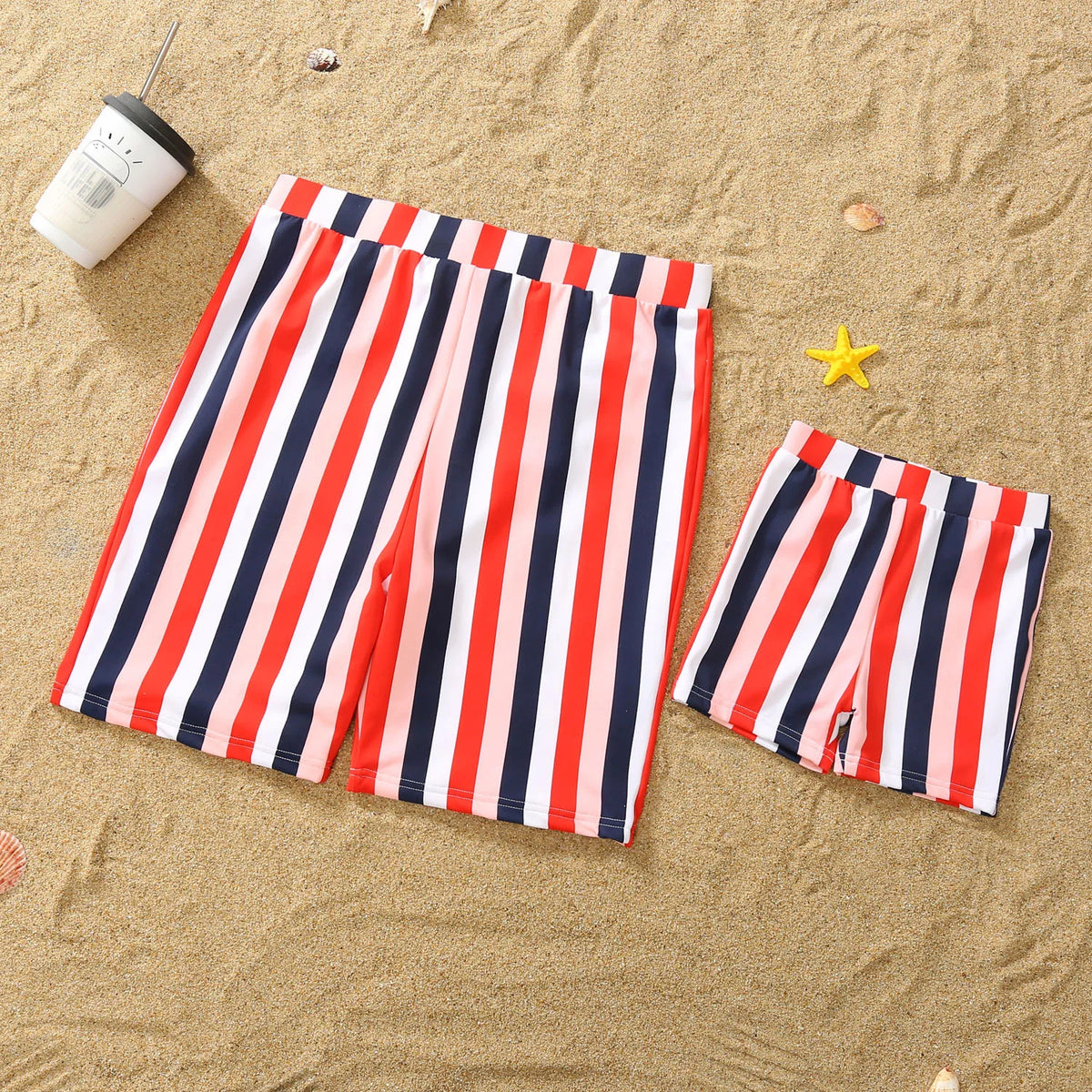 Striped Swimsuits Family Matching Outfits Mother Daughter Swimwear Mommy and Me Bikini Clothes Mohte Kids Swimming Dress
