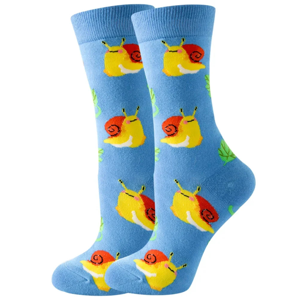 Cute Women Socks Cartoon Animal Food Fruit Socks Kawaii Funny Trendy Socks Happy Harajuku Casual Autumn Spring Stocking