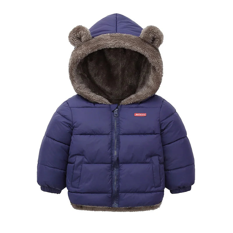 Kids Thick Warm Coats Winter Children's Fleece Hooded Jackets Cashmere Padded Snowsuit Boys Girls Cotton Outerwear 1-6 Years