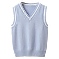 Kids Boys Girls Preppy Style Sweater Vest Fashion V Neck Knitted School Uniform Waistcoat Tops Children Spring Autumn Outerwear