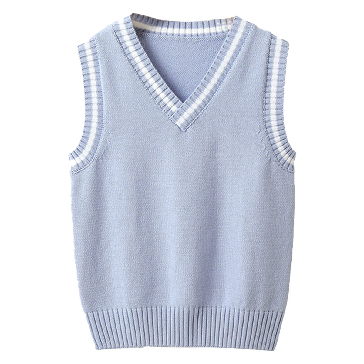 Kids Boys Girls Preppy Style Sweater Vest Fashion V Neck Knitted School Uniform Waistcoat Tops Children Spring Autumn Outerwear
