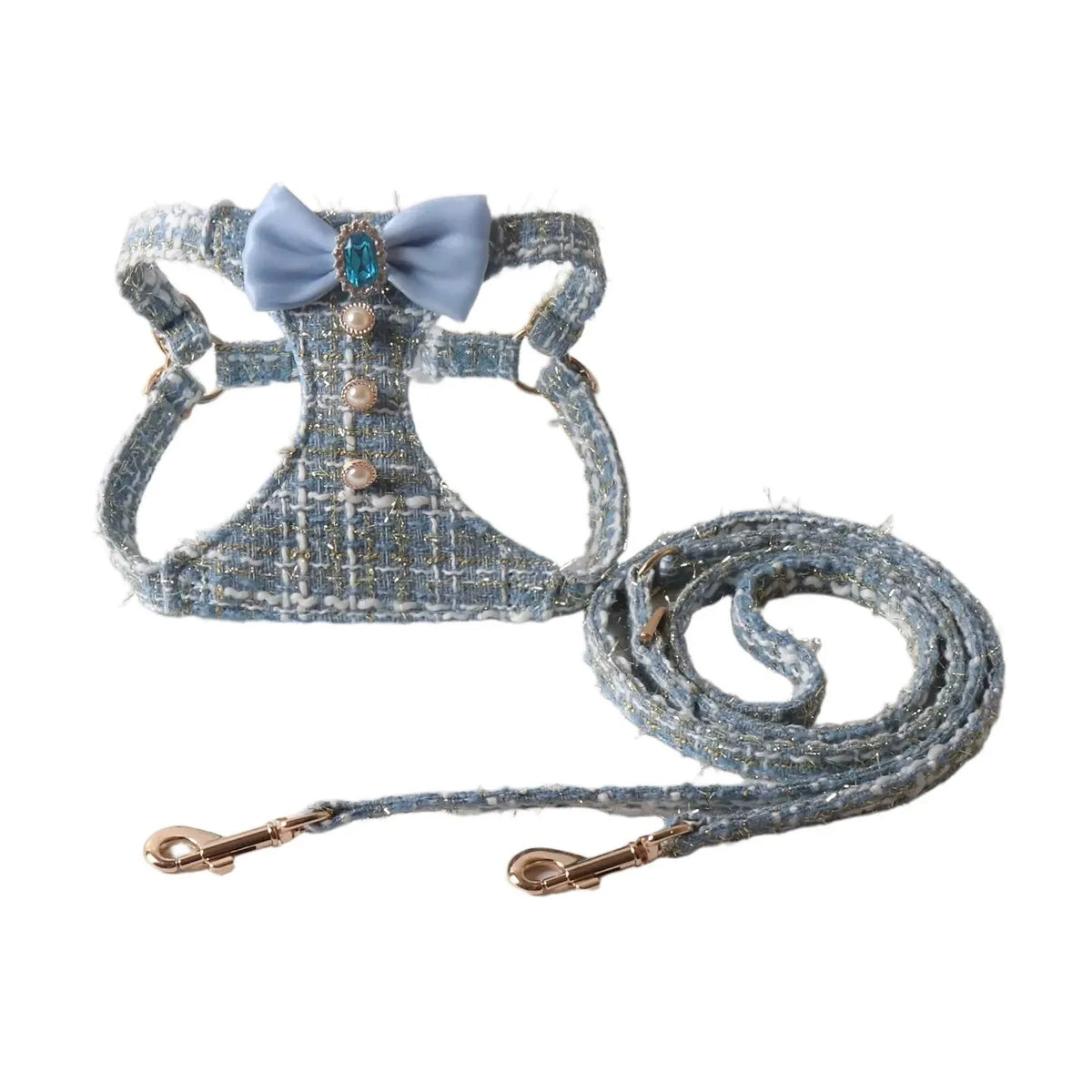 Princess-Style Pet Harness & Leash Set | Cute Bow Decor | Outdoor Walking Gear for Small Dogs