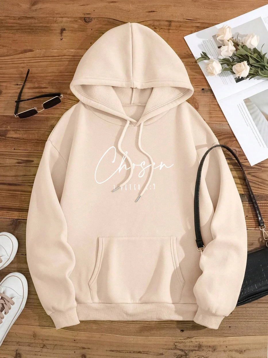 Chosen I Peter Letter Graphic Print Hoody Men Women New Fashion Hoodie Fleece Hip Hop Clothing Harajuku Fashion Hoodies Couple